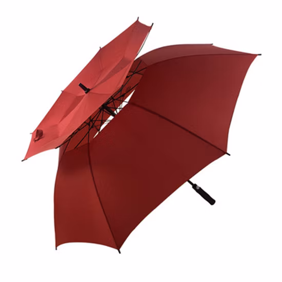 Paraguas de Golf impermeable de lluvia a prueba de viento de doble capa de promoción de mango suave de EVA abierto automático personalizado