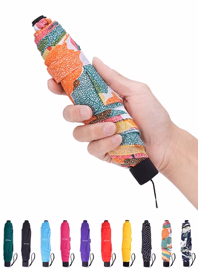 Mini paraguas plegable pequeño, paraguas de viaje, paraguas de bolsillo, paraguas de promoción de regalo para dama