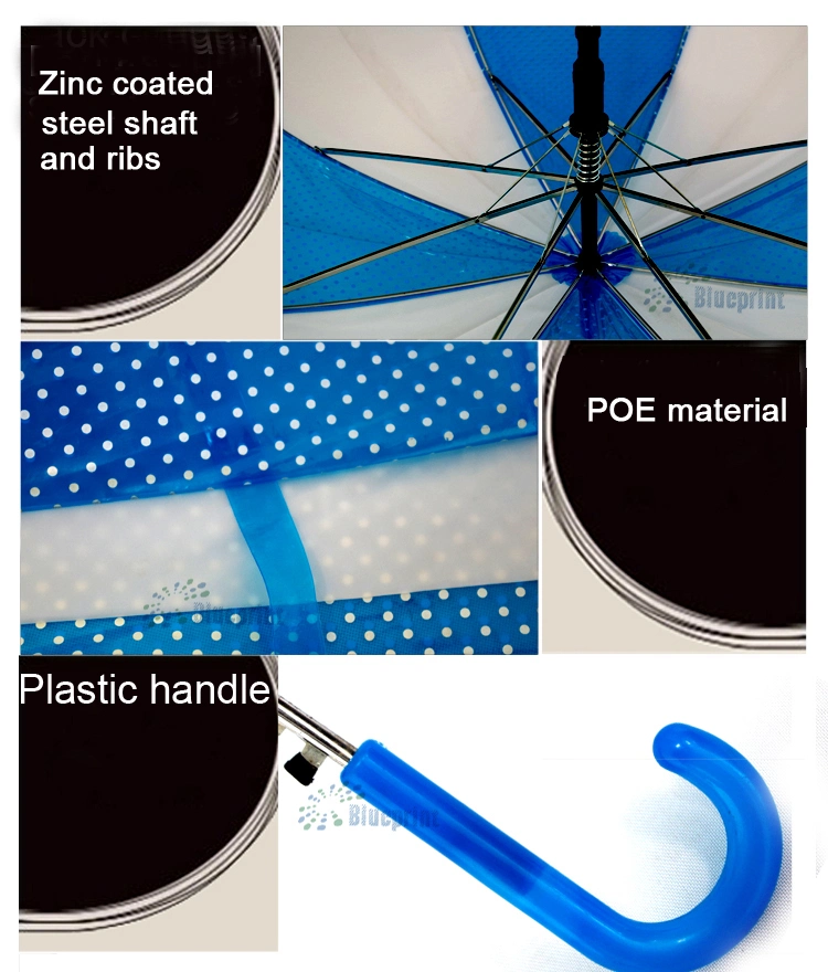 Promotion Poe Auto Open 21inches Kids Children Umbrella Transparent