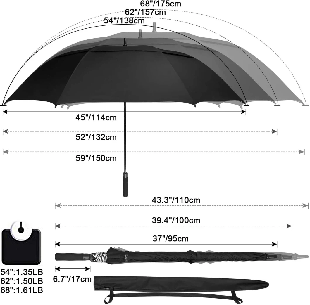 Factory OEM Promotion Advertising Black Wholesale Cheap Price Big Size Auto Rain Golf Umbrella with Custom Logo Print