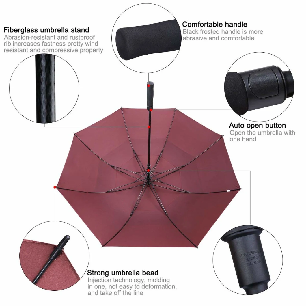 UV Double Canopy Automatic Lady Foldable Golf Sun Umbrella UVA Line