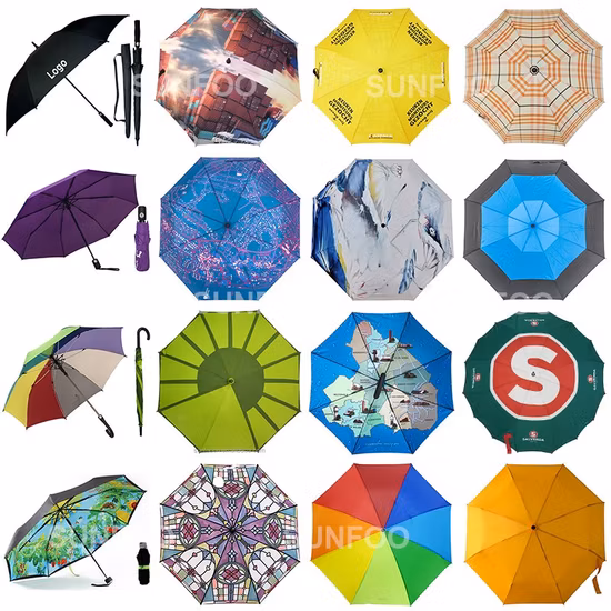 Precio barato promocional mayorista automático compacto/bolsillo a prueba de viento lluvia de viaje Anti UV Sun impresión personalizada recto/palo/Golf/paraguas plegable para regalo