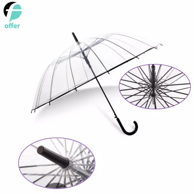 Paraguas transparente grande con apertura automática y resistente al viento
