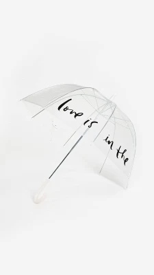 Paraguas de burbujas transparente Tomillo de fiesta - Toldo de palo emergente, Paraguas de cúpula grande para viajes de sol / lluvia, El amor está en el aire
