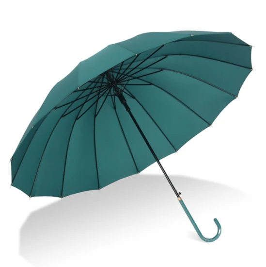 Paraguas de lluvia de golf de moda de color puro con mango largo verde