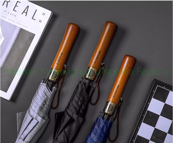 Paraguas de golf de fibra de vidrio de alta calidad con mango recto de madera de nuevo diseño para hoteles (GOL-0027FAW)